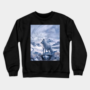 White wolf and antarctic snowy landscape Crewneck Sweatshirt